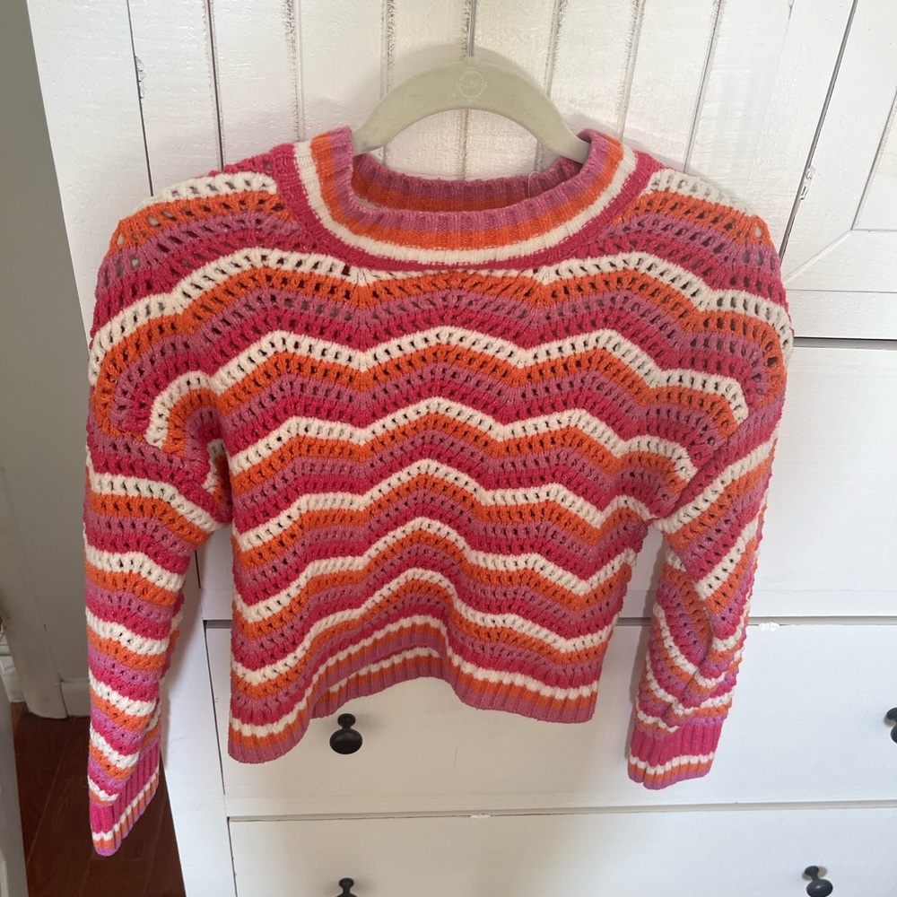 Hippie Rose Pink and Orange Striped Sweater